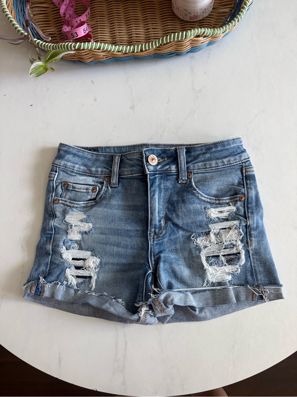 AE High Rise Midi Shorts